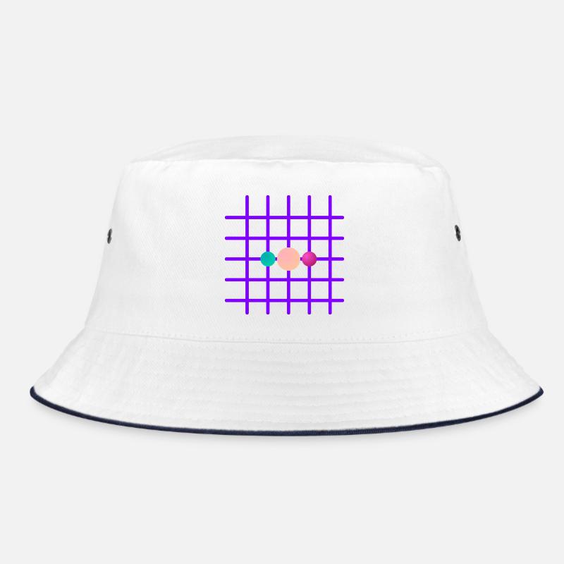 Neon Gitter Dreikugel - Bucket Hat - Weiß/Navy