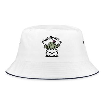 Cactus hedgehog with flower - Bucket Hat - white/navy - Front