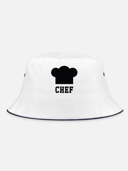 Chef Toque - Kitchen - Cook - Bucket Hat - white/navy - Front