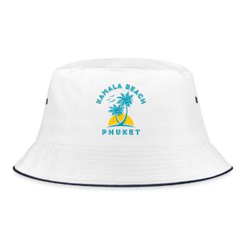 Kamala Beach Phuket Sunset Palm - Bucket Hat - white/navy - Front