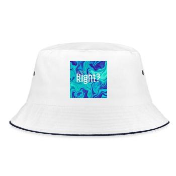 Right? Marbled Blues Typography - Bucket Hat - white/navy - Front