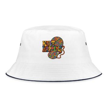 Knit Happens Psychedelic Yarn - Bucket Hat - white/navy - Front