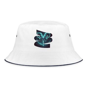 Widder-T-Shirt – Sternzeichen des Sternzeichens - Bucket Hat - Weiß/Navy - Vorne