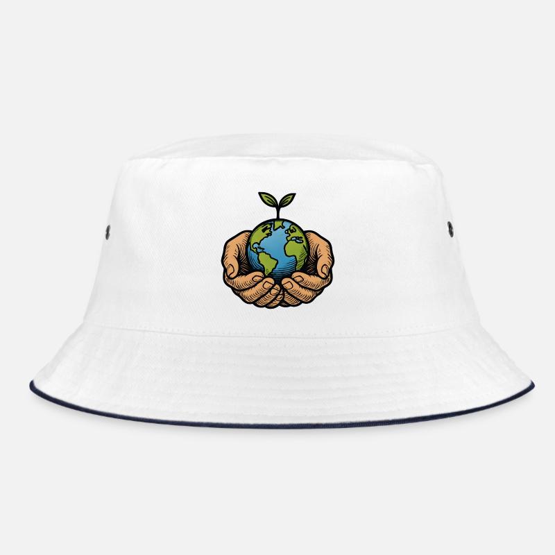 Earth in hands with seedling Bucket Hat