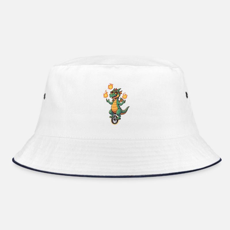 Feuerbläser auf Einrad - Bucket Hat - Weiß/Navy