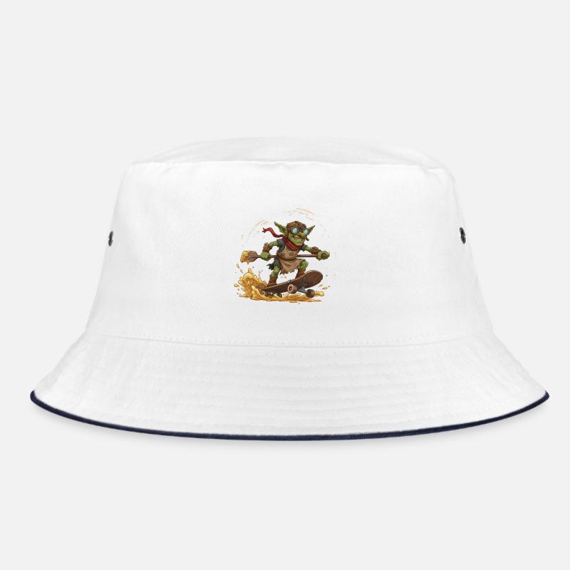 Goblin auf Skateboard - Bucket Hat - Weiß/Navy