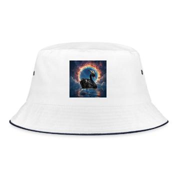 Stellar black swan with gold ornaments - Bucket Hat - white/navy - Front