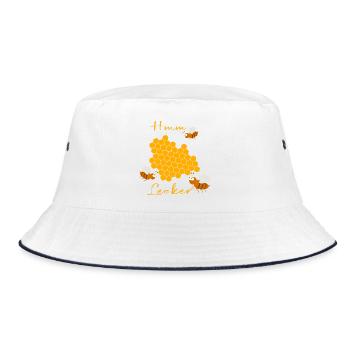 Bienen mit Bienenwabe - Bucket Hat - Weiß/Navy - Vorne