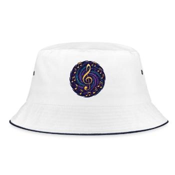 Cosmic Musical Notes - Bucket Hat - white/navy - Front