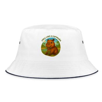 Chill like a Capybara - Bucket Hat - white/navy - Front