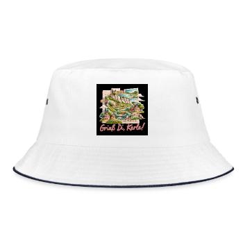 Landscape Idyll Village Collage - Bucket Hat - white/navy - Front