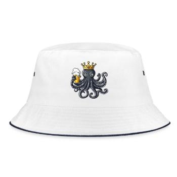 Octopus Beer King - Bucket Hat - white/navy - Front
