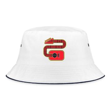 Red Abstract Shape Guitar - Bucket Hat - white/navy - Front