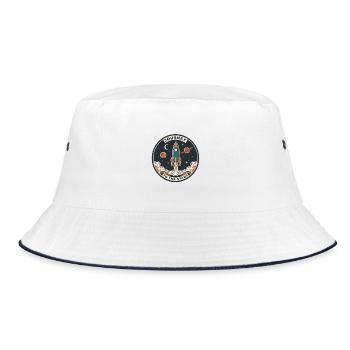 Raketenreise Zum Sternenhimmel Patch - Bucket Hat - Weiß/Navy - Vorne