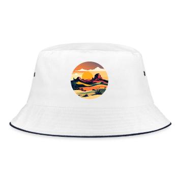Sunset in desert landscape - Bucket Hat - white/navy - Front