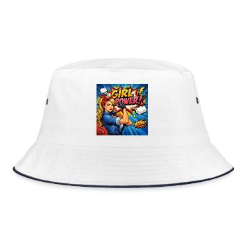 Girl Power Comic Heroine - Bucket Hat - white/navy - Front