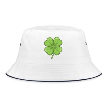 Four Leaf Clover Charm - Bucket Hat - white/navy - Front