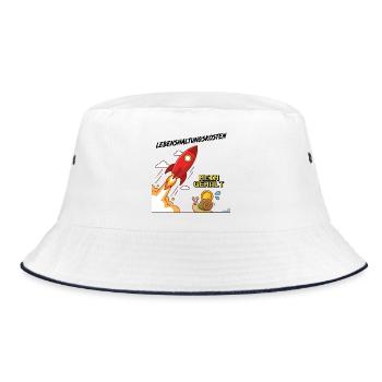 Lebenshaltungskosten_Rakete - Bucket Hat - Weiß/Navy - Vorne