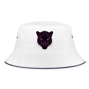 Violetter Tigerkopf - Bucket Hat - Weiß/Navy - Vorne