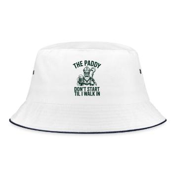 Paddy-Eingang: Fang erst an, wenn ich reinkomme - Bucket Hat - Weiß/Navy - Vorne