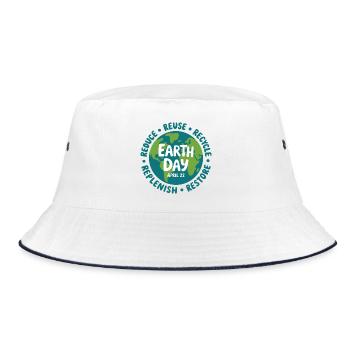Earth Day Emblem: Reduce Reuse Recycle - Bucket Hat - white/navy - Front
