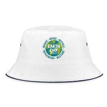 Earth Day Circle: Reduce Reuse Recycle - Bucket Hat - white/navy - Front