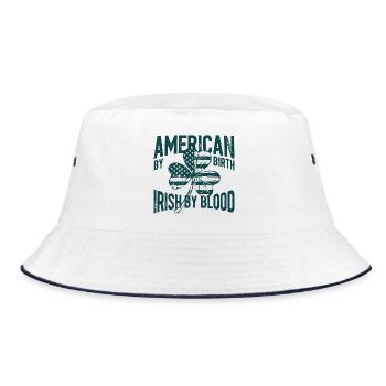 Amerikaner von Geburt, irisch von Blut - Bucket Hat - Weiß/Navy - Vorne
