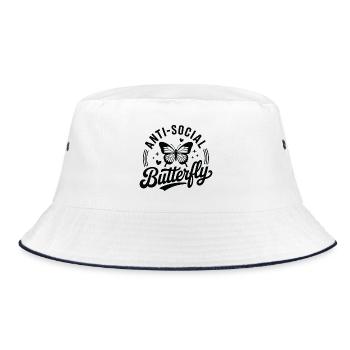 Antisozialer Schmetterling - Bucket Hat - Weiß/Navy - Vorne