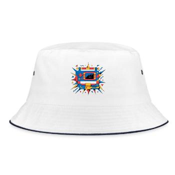 Retro neon console - Bucket Hat - white/navy - Front