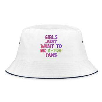Girls Just Want To Be K-Pop Fans - Bucket Hat - white/navy - Front