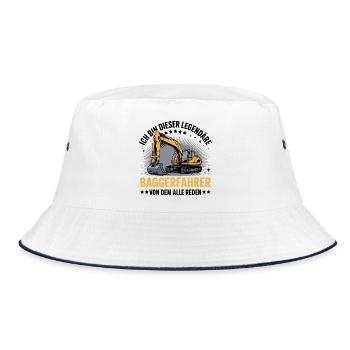 Baggerfahrer Bagger - Bucket Hat - Weiß/Navy - Vorne