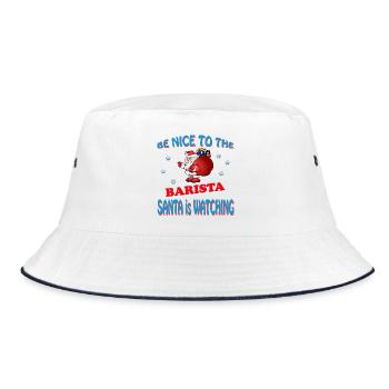 SANTA BARISTA - Bucket Hat - Weiß/Navy - Vorne