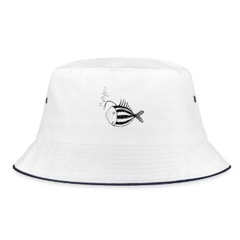 Fisch Lampe - Bucket Hat - Weiß/Navy - Vorne