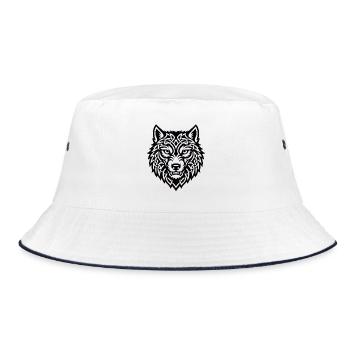 Wikingerwolf Ulfr Nordisches Kriegerdesign - Bucket Hat - Weiß/Navy - Vorne