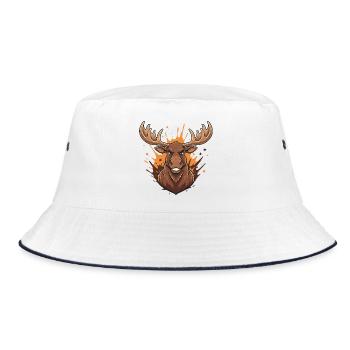 Waldhirsch Feuer-Splash - Bucket Hat - Weiß/Navy - Vorne