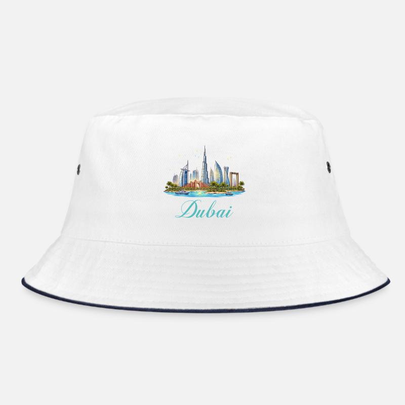 Dubai Skyline Illustration Bucket Hat