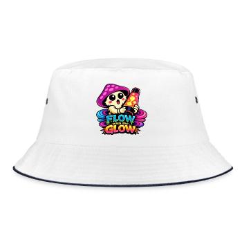 Pilz Lava Lampe Flow - Bucket Hat - Weiß/Navy - Vorne