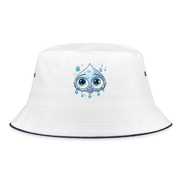 Kawaii Water Drop Motif - Bucket Hat - white/navy - Front