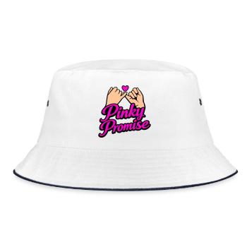 Pinky Promise Herz Versprechen Ehrenwort Shirt - Bucket Hat - Weiß/Navy - Vorne