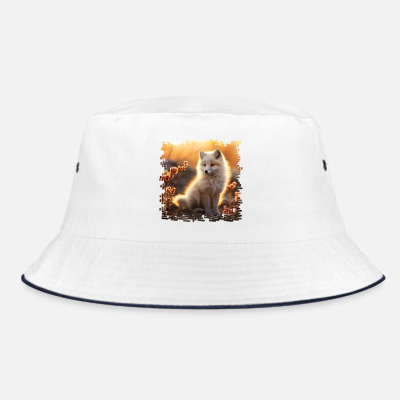 Polarfuchs im Sobbebuntergang Bucket Hat