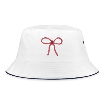 Aquarellbandschleife - Bucket Hat - Weiß/Navy - Vorne