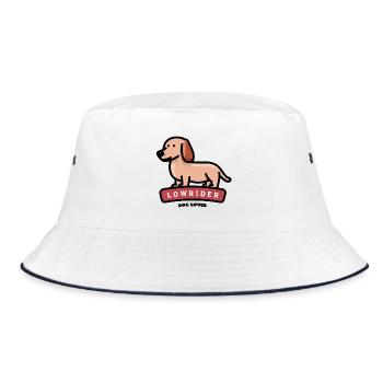 Lowrider Dachshund - Bucket Hat - white/navy - Front