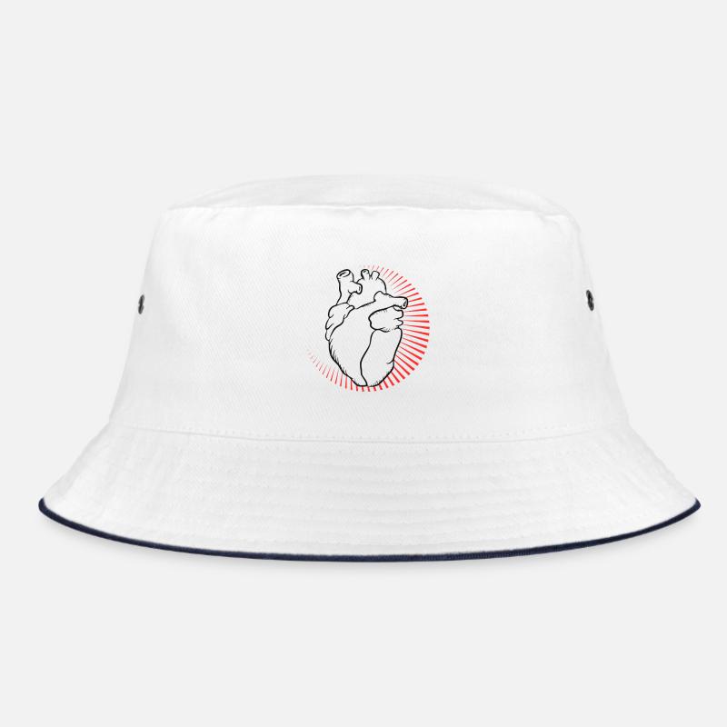 Anatomisches Herz mit rotem Strahlenkranz Bucket Hat