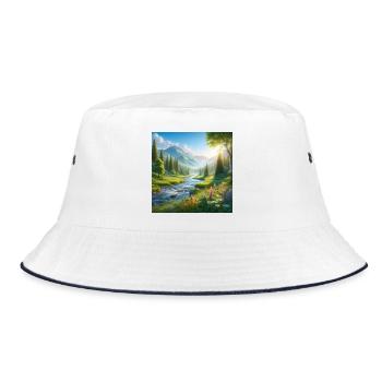 Fjälldalen's Spring Flower River - Bucket Hat - white/navy - Front
