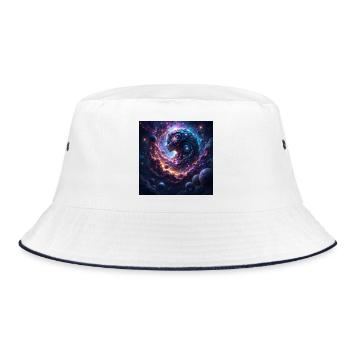 Cosmic Woman in Nebula - Bucket Hat - white/navy - Front