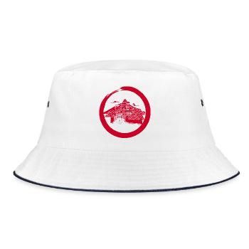Red Japanese Landscape - Bucket Hat - white/navy - Front