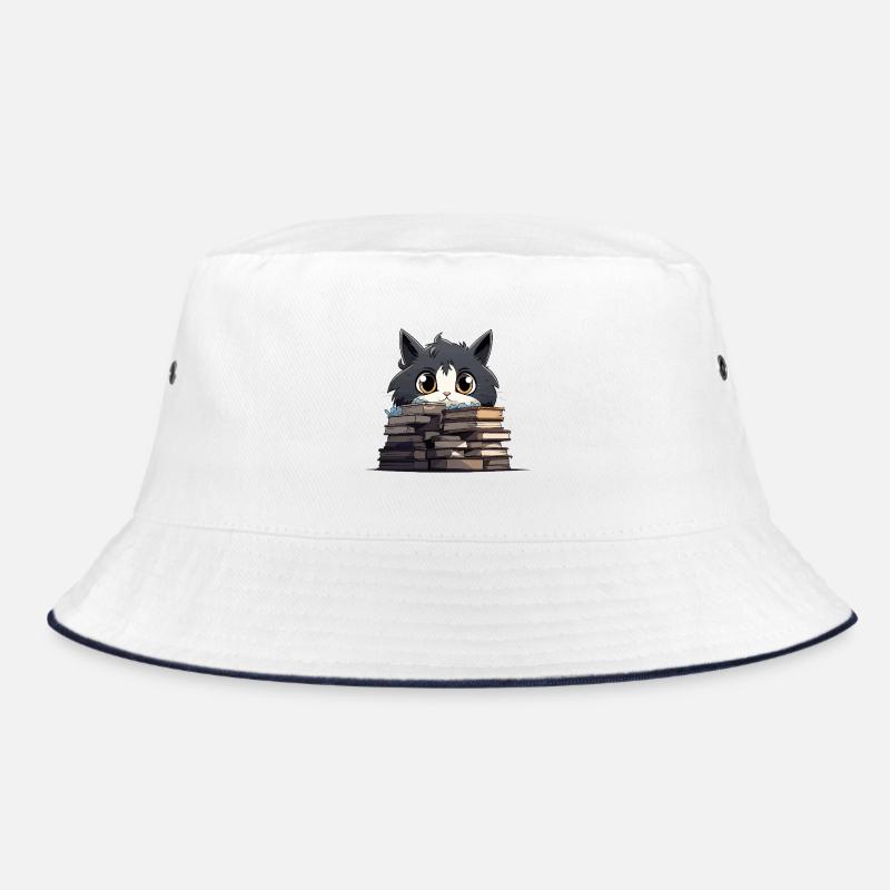 Kätzchen über Bücherstapel Bucket Hat