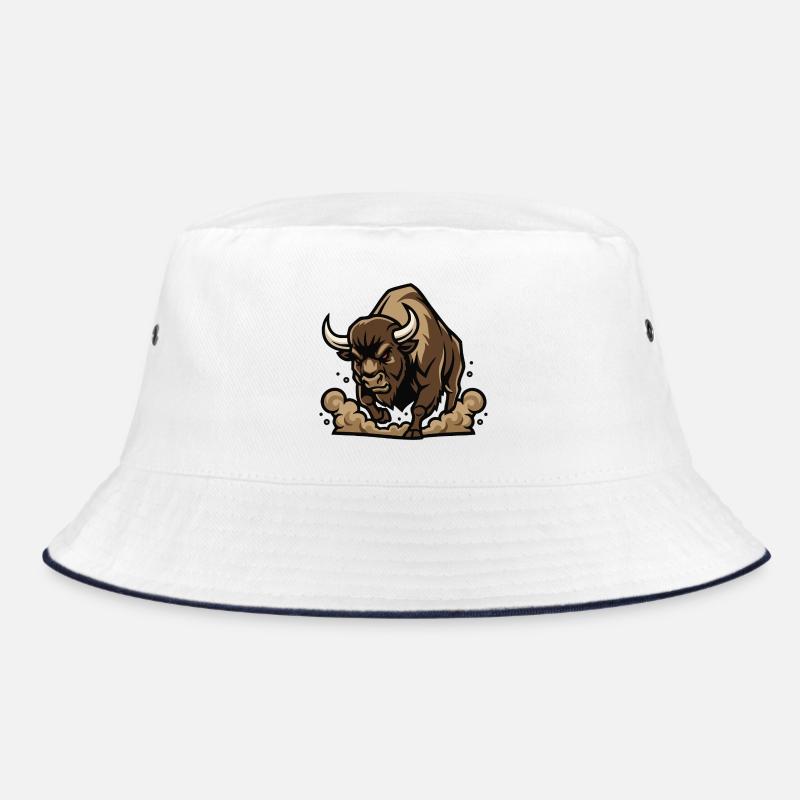 Wild Bison Charge Maskottchen Buffalo Bucket Hat