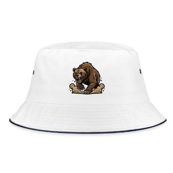 Wild Grizzly Bear Charge Mascot Grizzly Bear Run - Bucket Hat - white/navy - Front