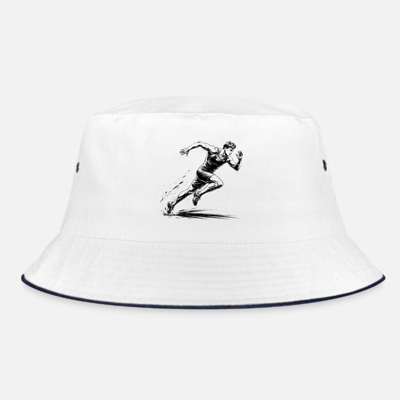 100m Sprinter Action Illustration Bucket Hat